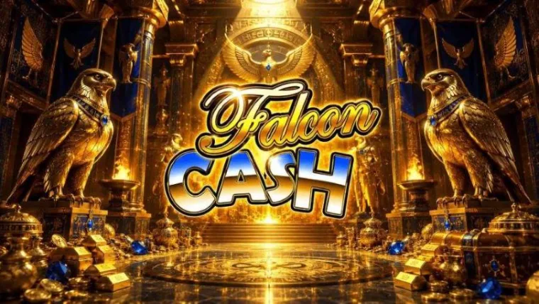 Giro base de Falcon Cash con cinco líneas fijas y símbolos de monedas